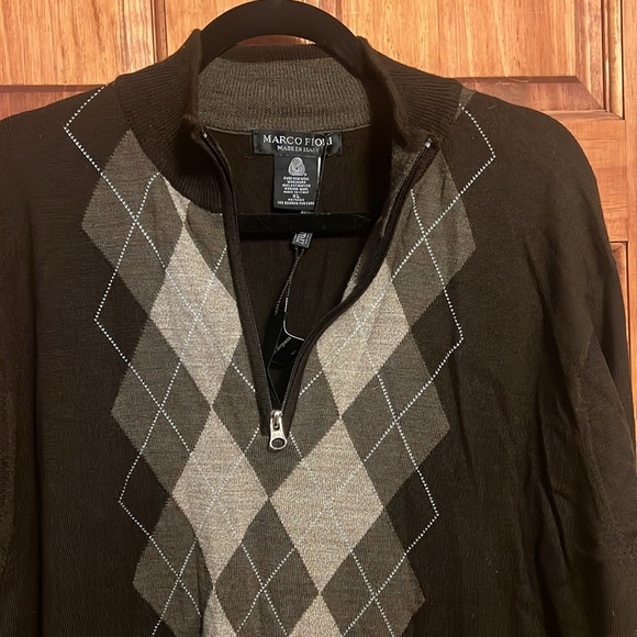 Marco Fiori quarter zip argyle wool sweater - Picture 6 of 7